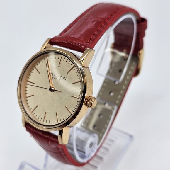 Daisy Dixon London Women Watch 34MM Gold Dial‎ New Red Leather Bands New Battery main image 13